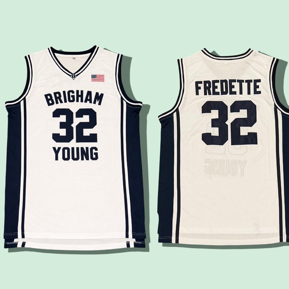 JIMMER FREDETTE BYU COUGARS WHITE JERSEY BRADN NEW NICE!!